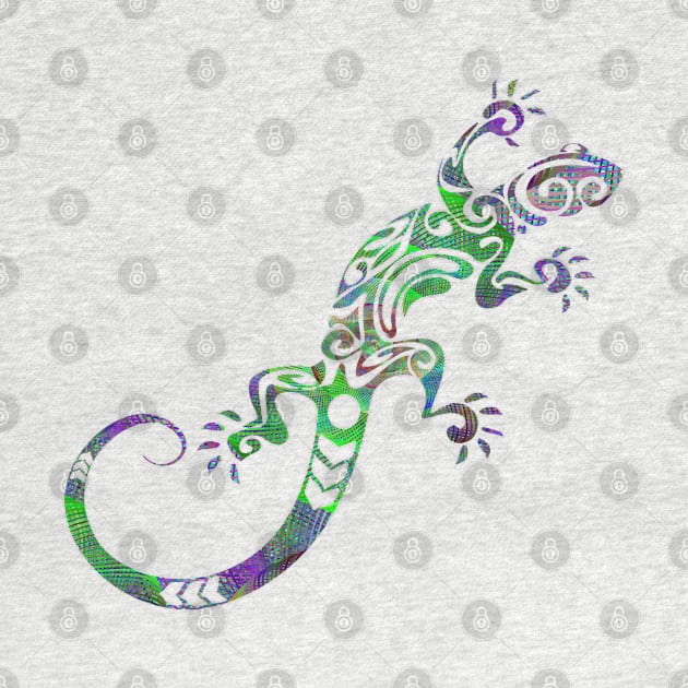 Psychedelic Tribal Lizard Colorful Surreal Trippy by MintedFresh